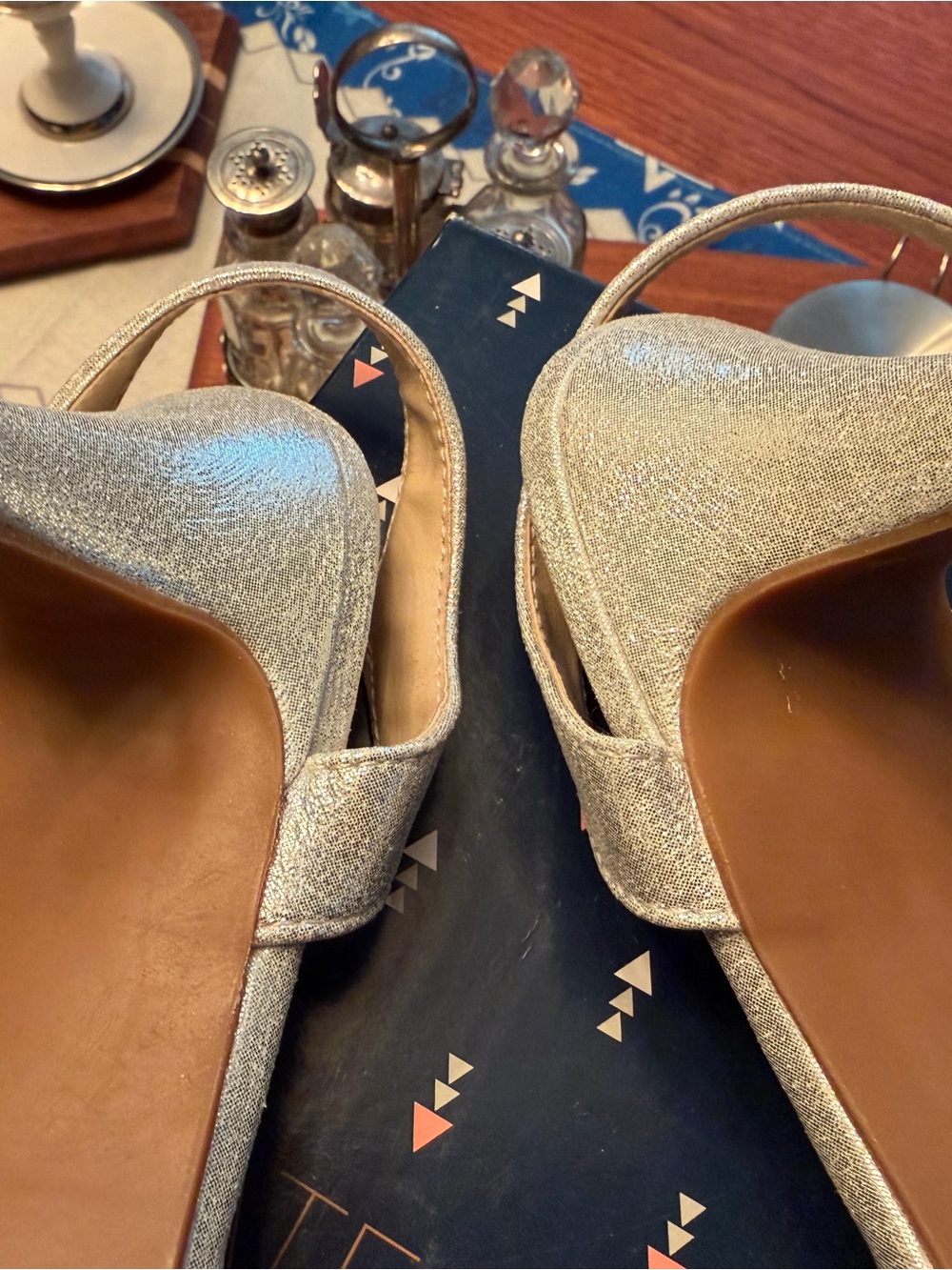 Silver Rhinestone Ankle-Strap Heels - Picture 7 of 9